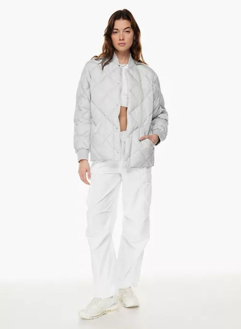NWT Aritzia TNA Archive Quilted Premium Goose Down Gray Chrome Coat Size XS